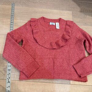 OLD NAVY WOMENS ROSE PINK CROPPED SWEATER NEW SMALL RUFFLE DETAIL